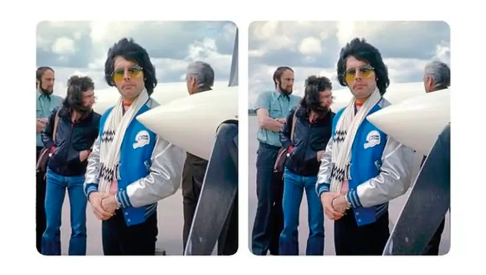 Freddie Mercury, junto a &quot;una atractiva hélice&quot;, en 1977