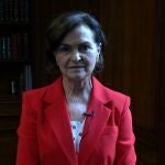 La vicepresidenta primera, Carmen Calvo, interviene en un vídeo en el homenaje de UGT a Largo Caballero