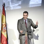 El presidente del Gobierno, Pedro Sánchez, ayer durante la intervención en la presentación del Plan 'Spain Audiovisual' Hub