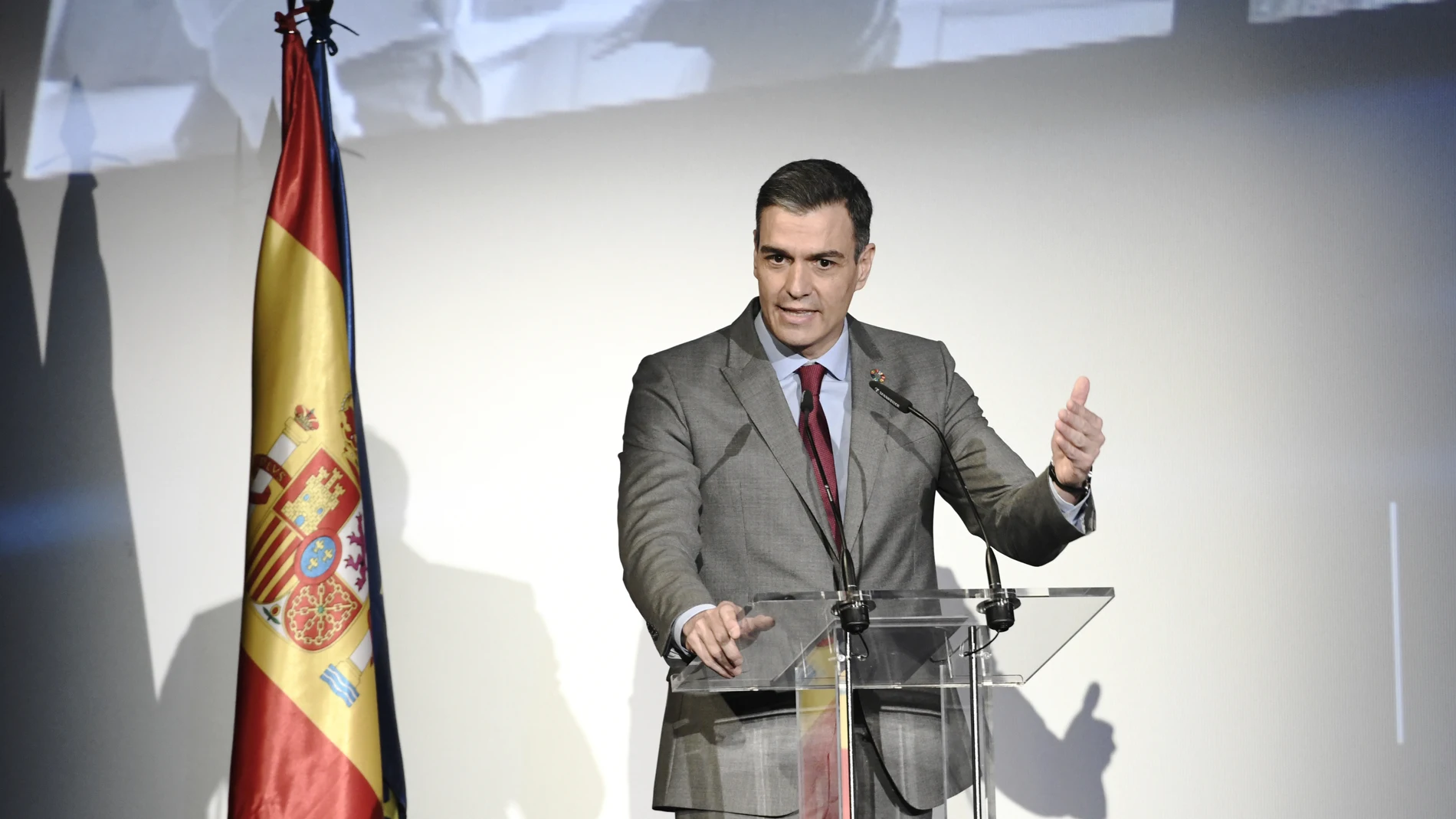 El presidente del Gobierno, Pedro Sánchez, ayer durante la intervención en la presentación del Plan 'Spain Audiovisual' Hub