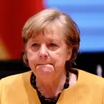 La canciller alemana Angela Merkel hoy en Berlín