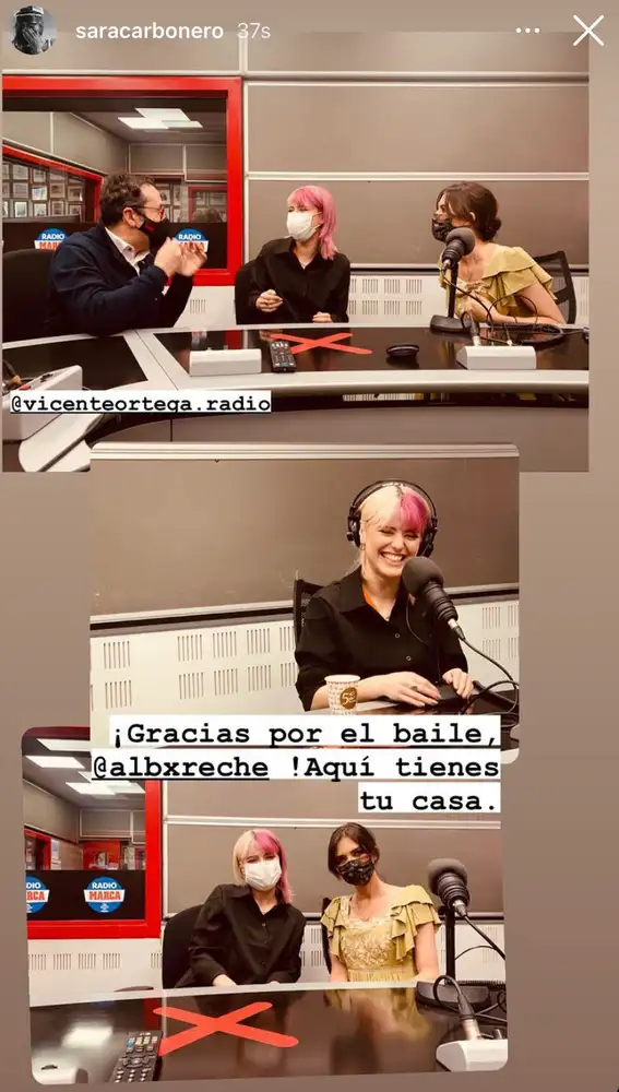 Sara Carbonero con Alba Reche en Radio Marca.