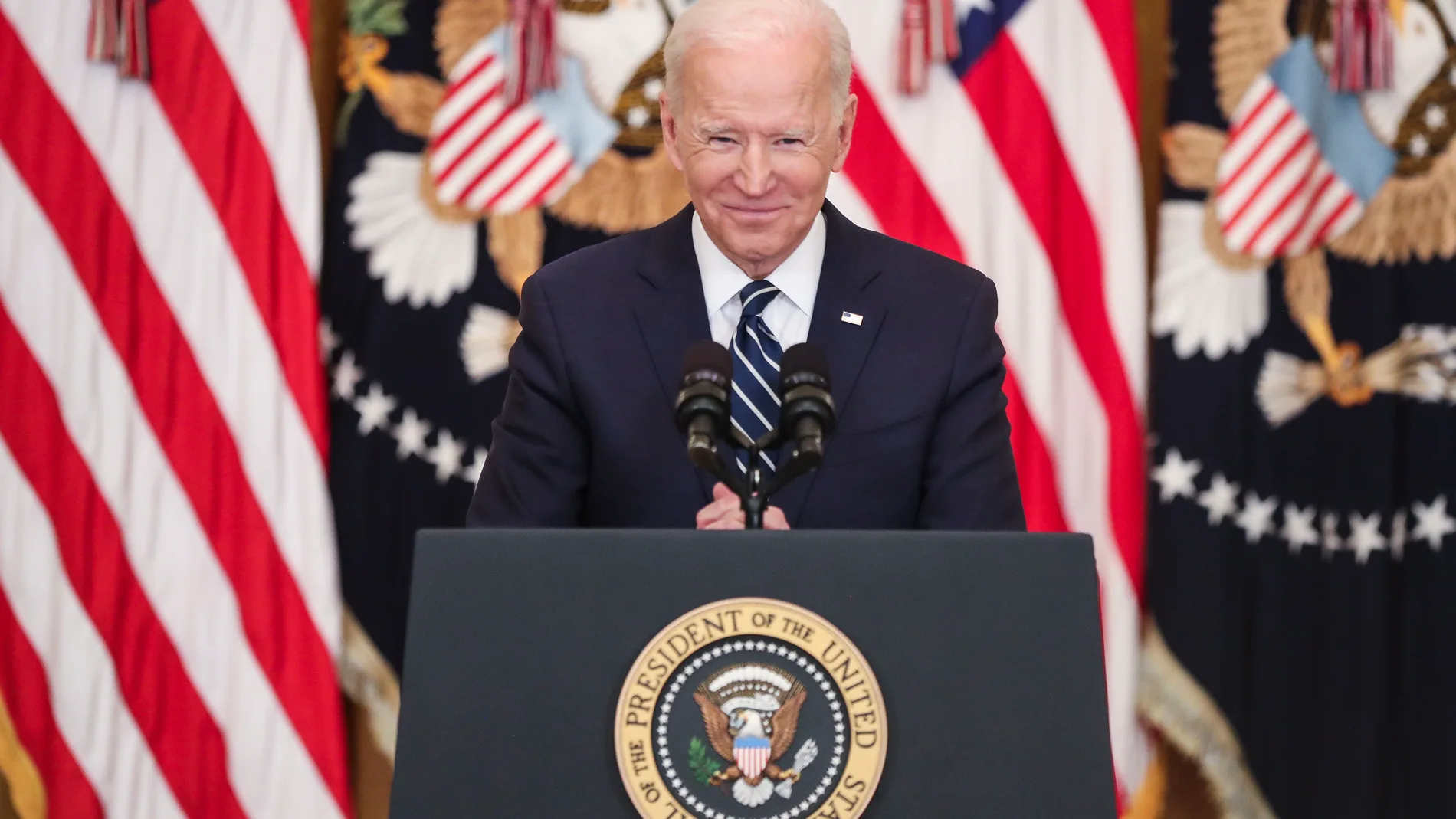 El presidente de EE UU, Joe Biden, durante su primera rueda de prensa