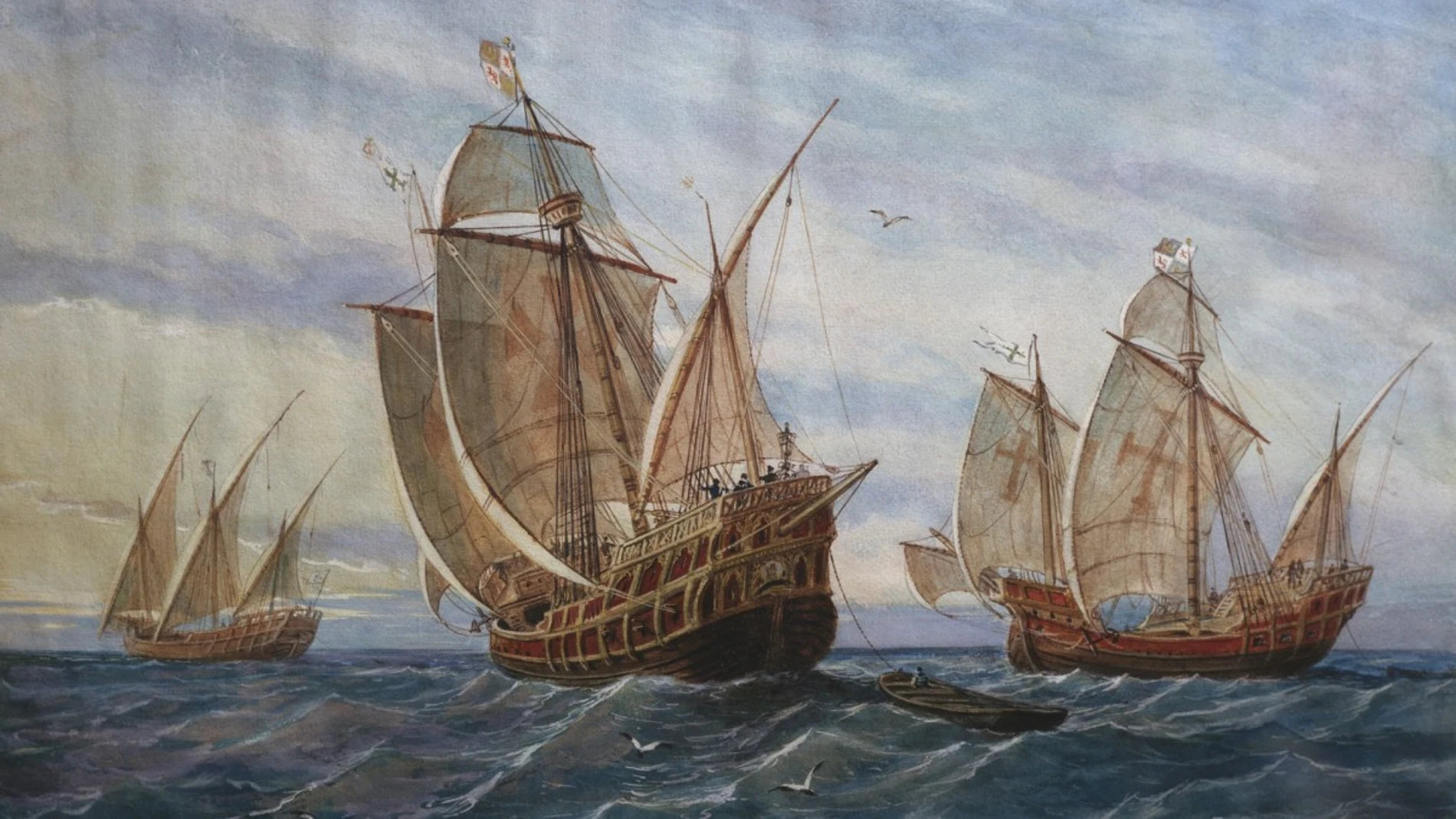 Las carabelas de Colón representadas por G. Dagli Orti