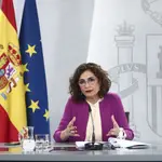La ministra de Hacienda y portavoz del Gobierno, María Jesús Montero, durante la rueda de prensa posterior al Consejo de Ministros