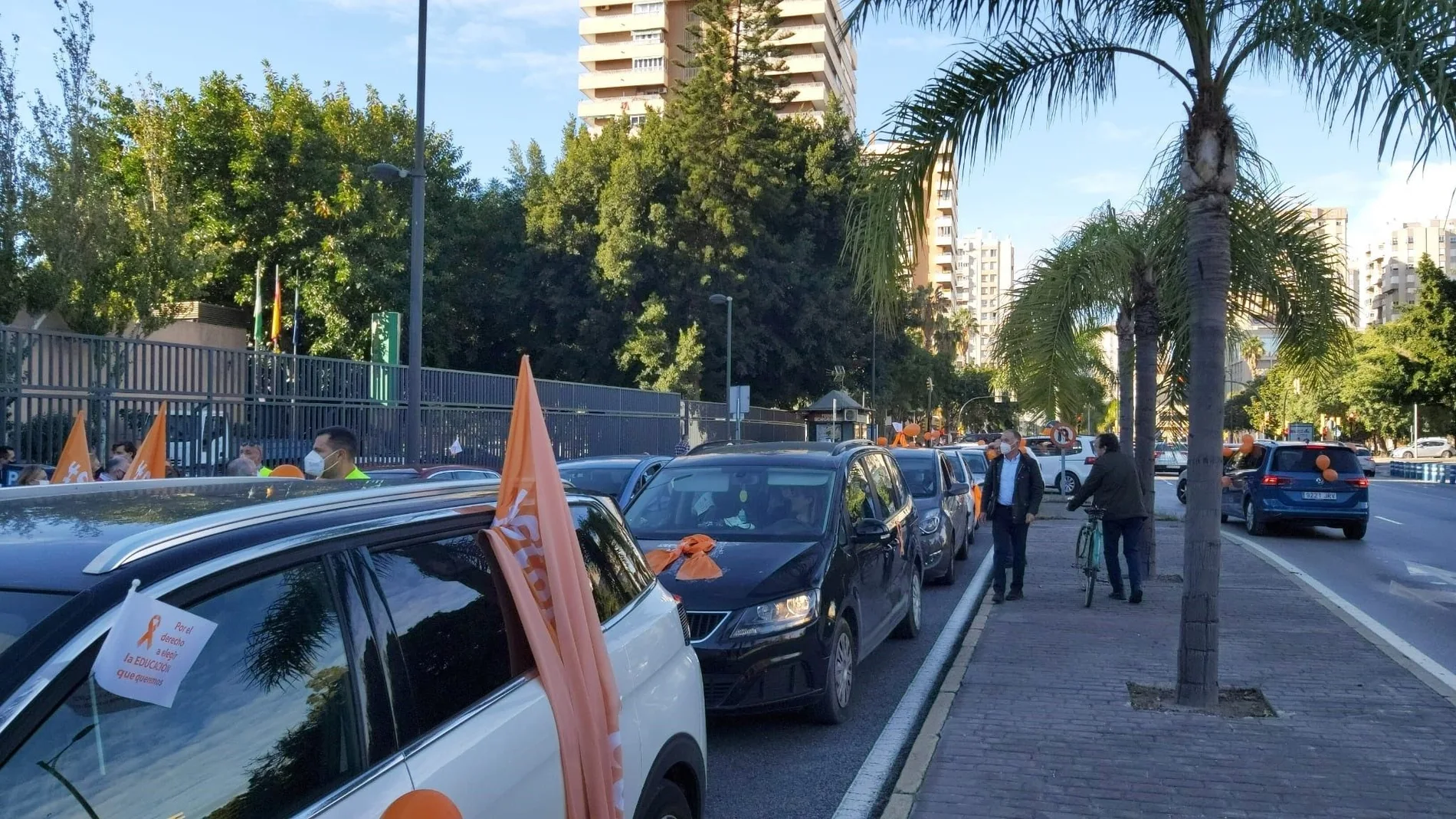 Caravana de coches contra la Ley Celaá en Málaga, movilización convocada el pasado mes de diciembre por los centros concertados y privados