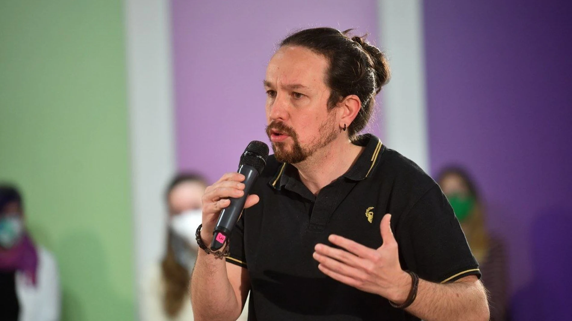 El candidato de Unidas Podemos a las elecciones de Madrid, Pablo Iglesias, en un acto de su partido