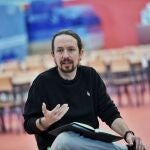 Pablo Iglesias en un colegio de Getafe