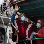 El candidato presidencial, el conservador Guillermo Lasso participa en un mitin electoral ante las elecciones de este domingo