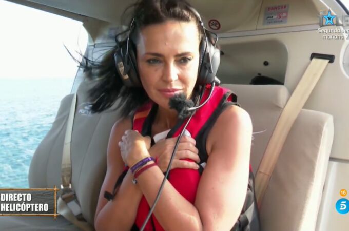 Olga Moreno en el helicóptero de "Supervivientes"