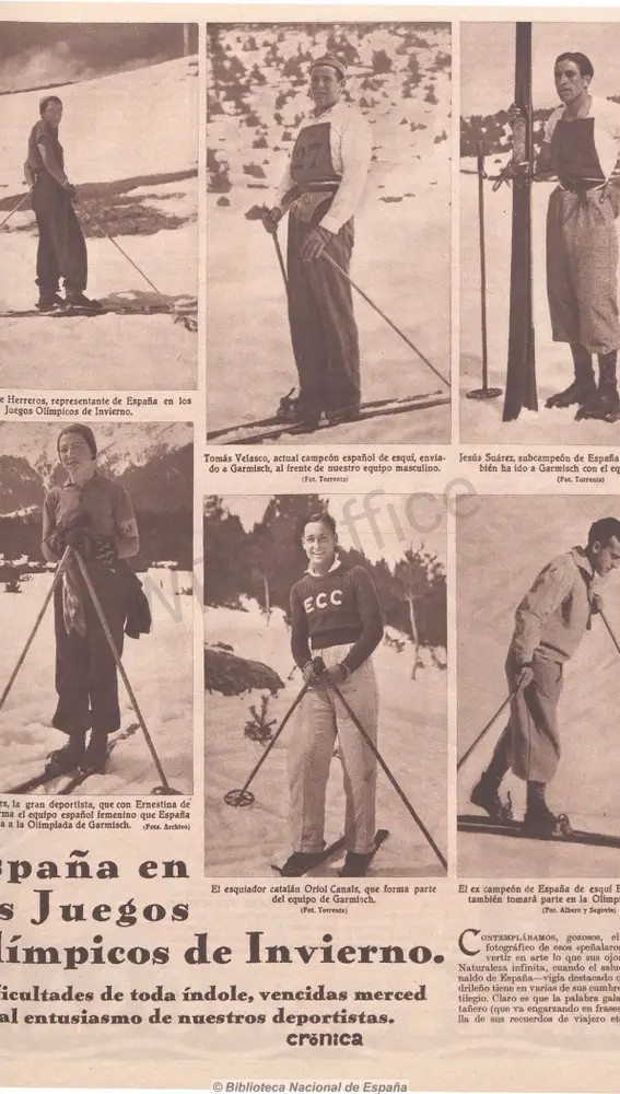 Imagen del primer equipo olímpico español en unos Juegos de Invierno: de sus seis integrantes, cuatro se forjaron sobre la nieve de Navacerrada