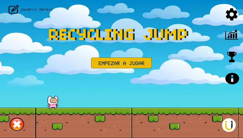 Captura de pantalla del juego de móvil para aprender a reciclar de una forma divertida e integradora, creado por Sergio Pérez
