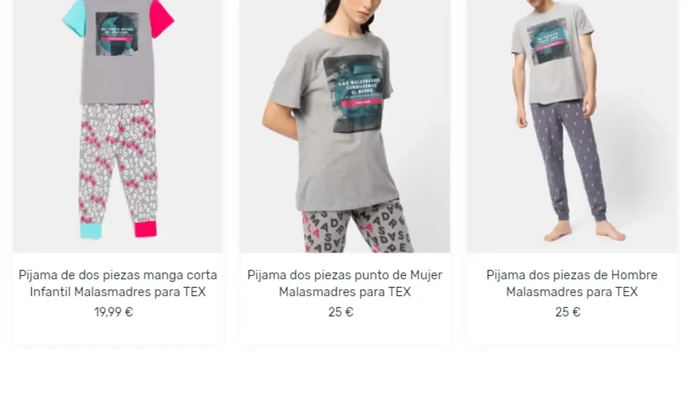 Pijamas para toda la familia de la marca TEX para Carrefour en colaboración con el club de Malasmadres