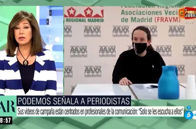 Ana Rosa responde con dureza a Podemos: “Señalar a periodistas es cobarde y totalitario”