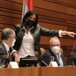 La socialista Ana Sáchez tras ser expulsada del hemicilo