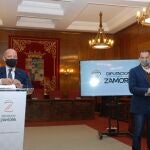 El presidente de la Diputación de Zamora, Francisco José Requejo; y el vicepresidente José María Barrios explican los acuerdos