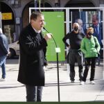 Arnaldo Otegui, en un momento del acto celebrado hoy en Eibar