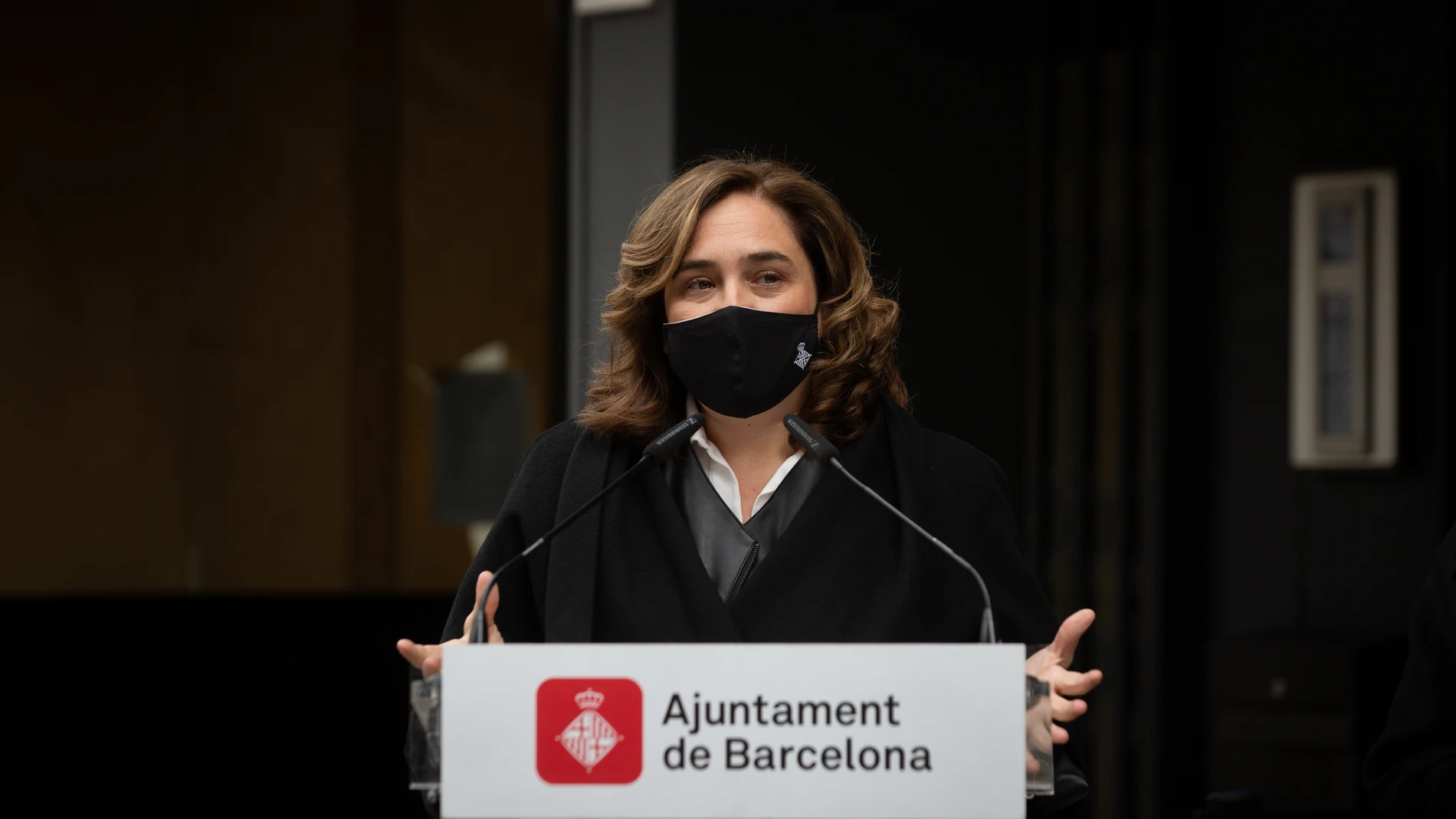 La alcaldesa de Barcelona, Ada Colau, en un reciente acto público en el Ayuntamiento de Barcelona