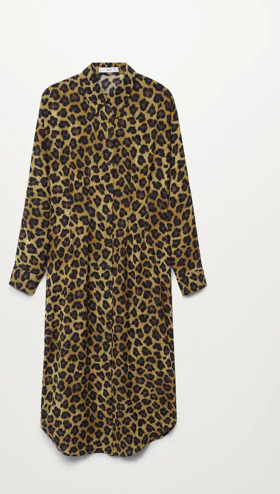 Vestido camisero leopardo de Mango