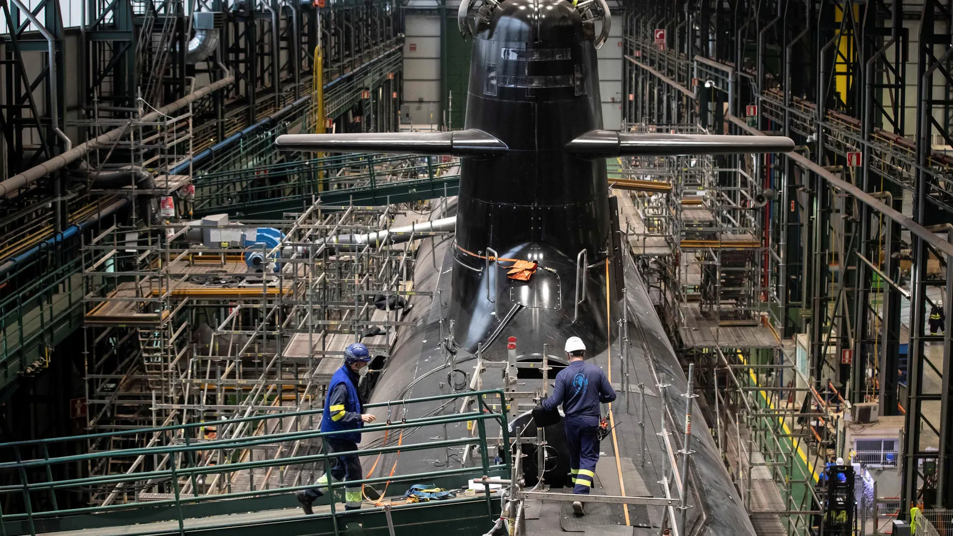 Imagen de la construcción del submarino S-80 en el astillero de Navantia en Cartagena