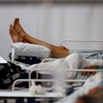 Detalle de un paciente en tratamiento por la Covid-19, en el Hospital Municipal de Campaña Pedro Dell Antonia, el 15 de abril de 2021 en la ciudad de Santo André, en el estado de Sao Paulo (Brasil)