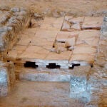 Estructura de un hipocausto (espacio calefactado) en la villa tardorromana de La Dehesa, en Cuevas de Soria