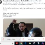 Tweet del Movimiento Antirrepresivo de Madrid contra Podemos