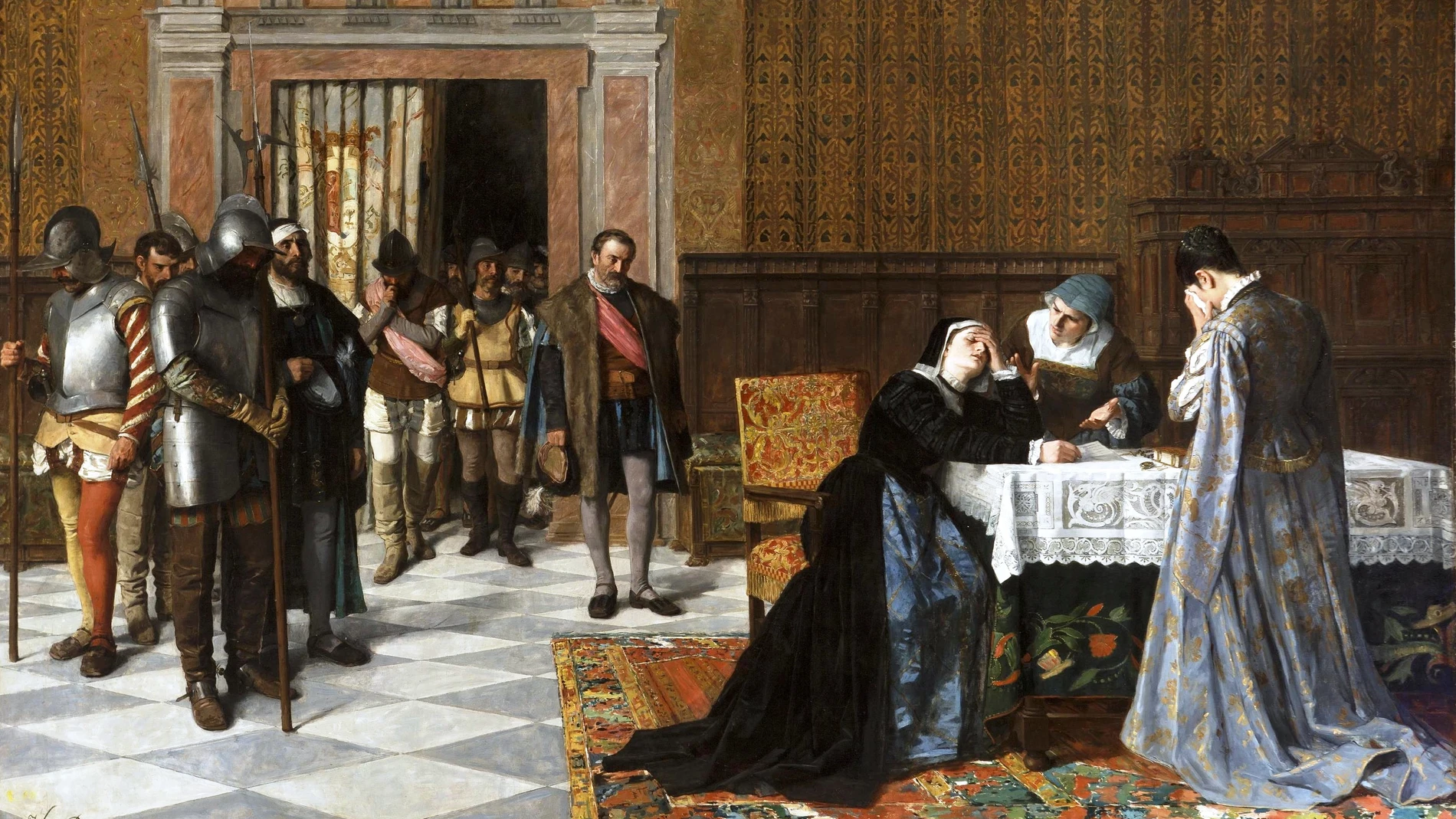 Doña María Pacheco, última líder comunera, recibe las noticias de la derrota de Villalar y de la ejecución de su marido, Juan de Padilla.