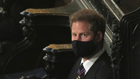 Harry de Inglaterra, durante el funeral del duque de Edimburgo
