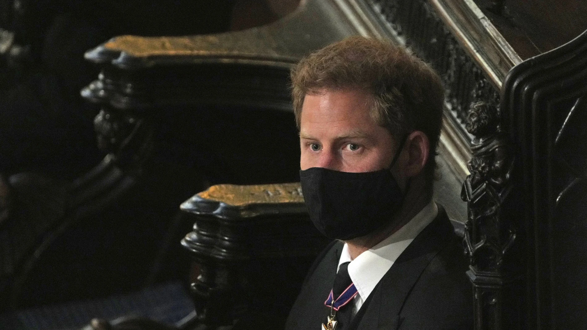 Harry de Inglaterra, durante el funeral del duque de Edimburgo