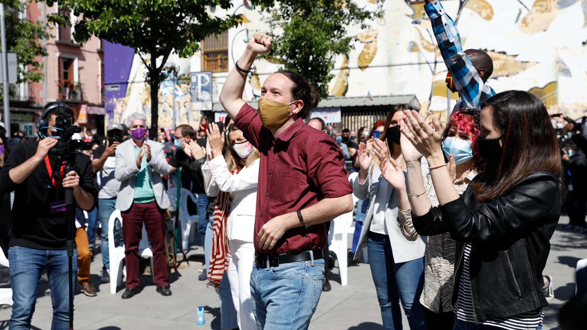 Mitin de Pablo Iglesias para la campaña de las elecciones de la comunidad de Madrid el 4 de mayo