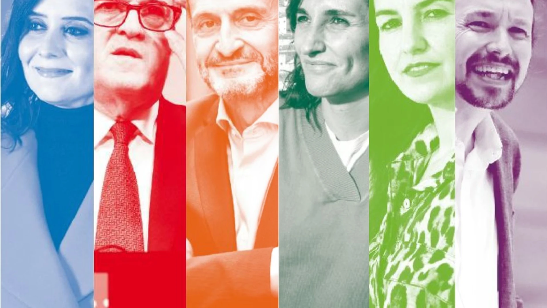 Los seis candidatos en las elecciones del 4 de mayo en Madrid