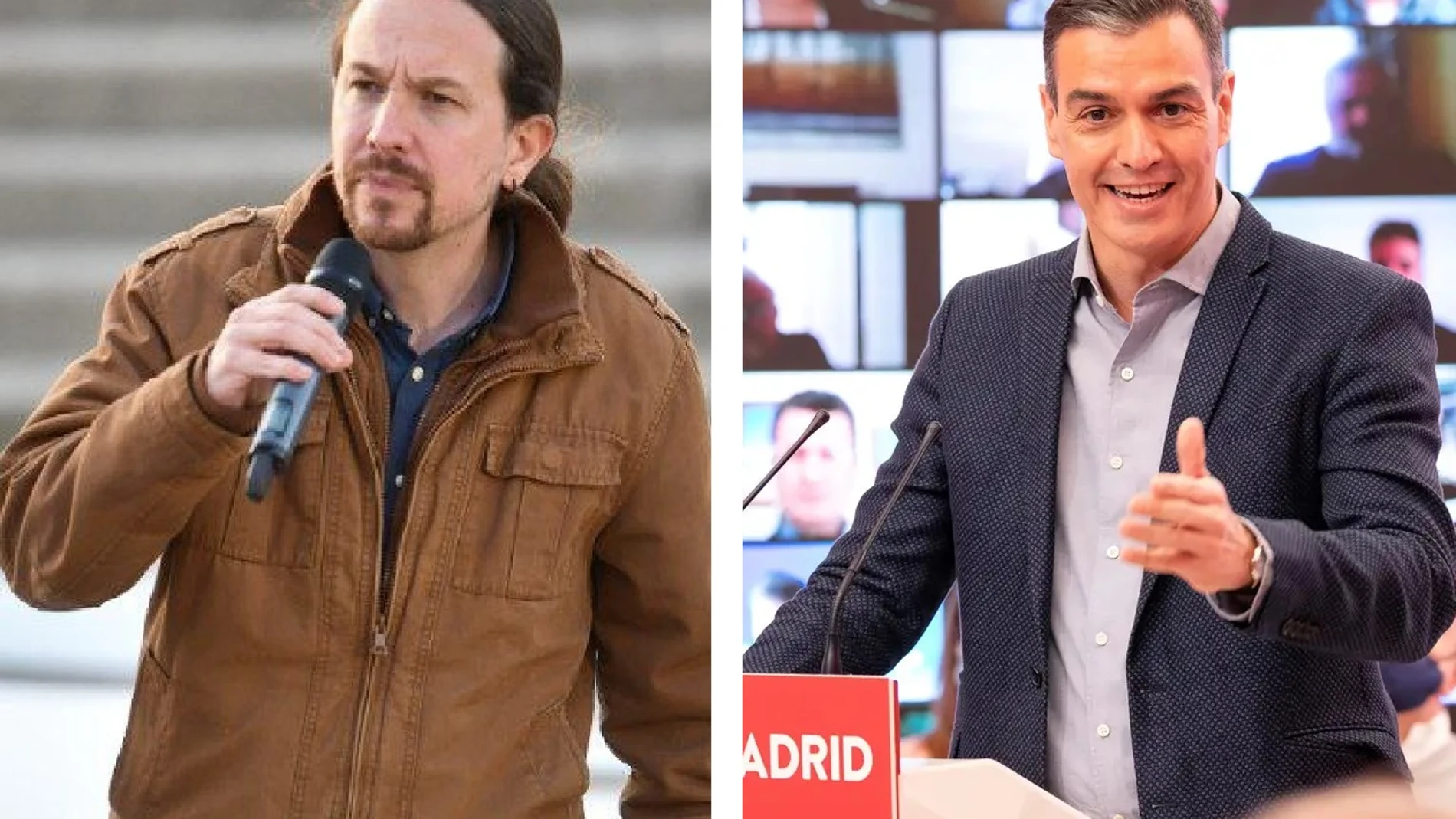 Pablo Iglesias y Pedro Sánchez, en sendos actos de campaña este fin de semana
