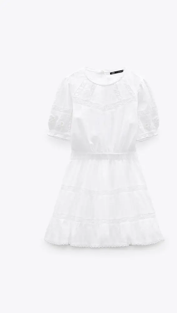 Vestido blanco corto combinado de Zara
