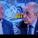 El presidente del Real Madrid, Florentino Pérez, en El Chiringuito, con Josep Pedrerol