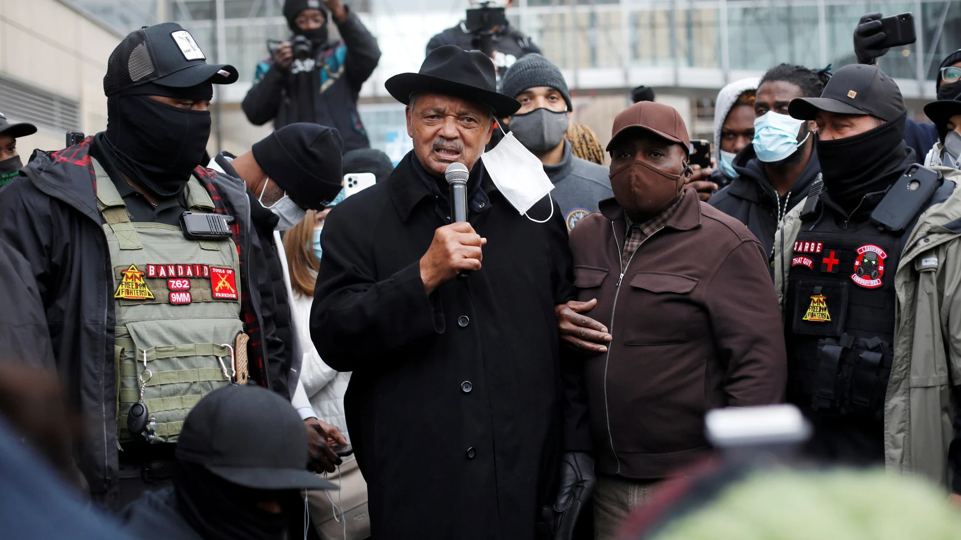 El reverendo Jesse Jackson en una manifestación en Minneapolis