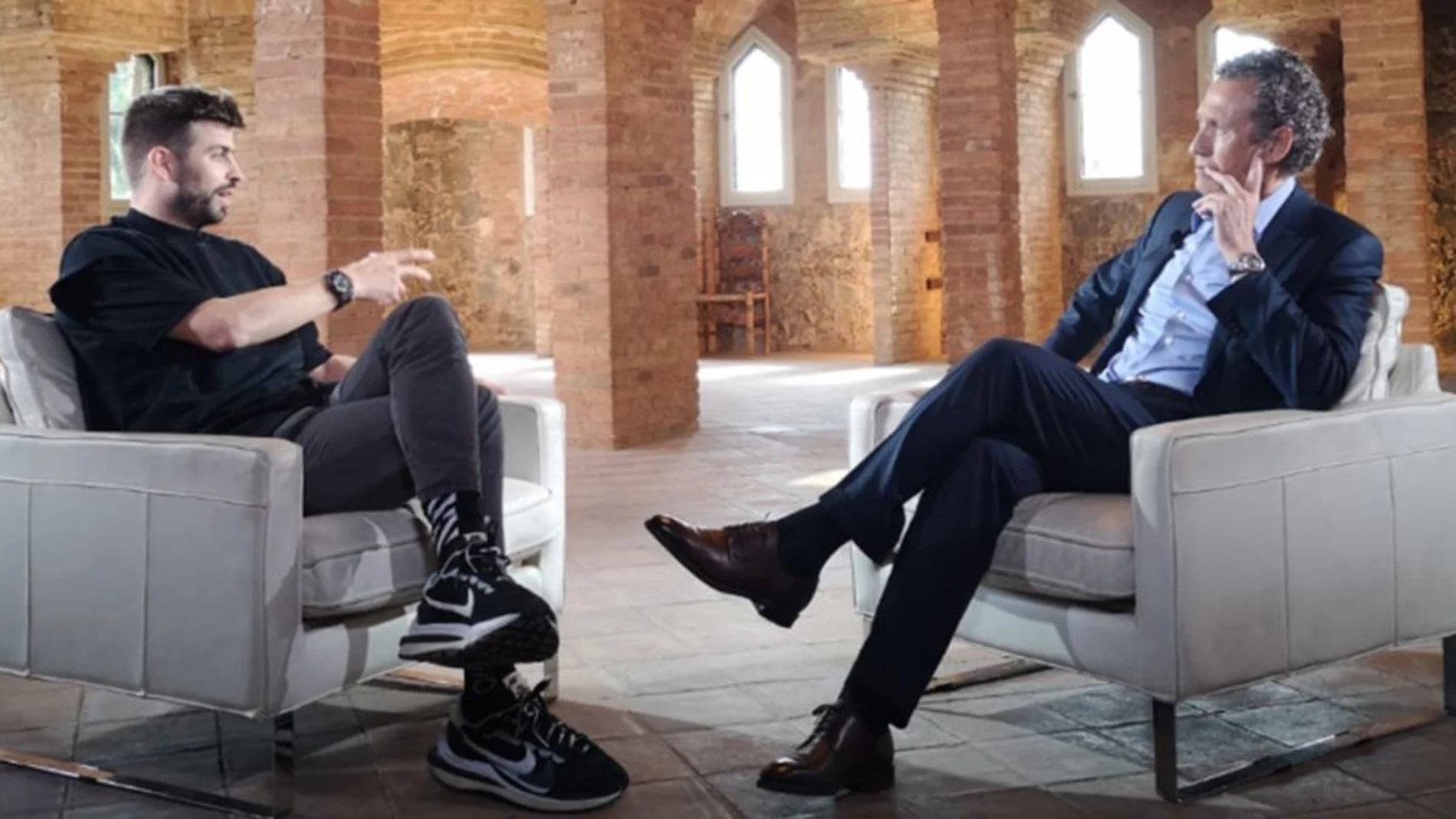 Piqué, durante su entrevista con Valdano en Movistar +