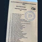 La única candidatura del PP impresa por la Junta Electoral donde figura de número cinco David Pérez