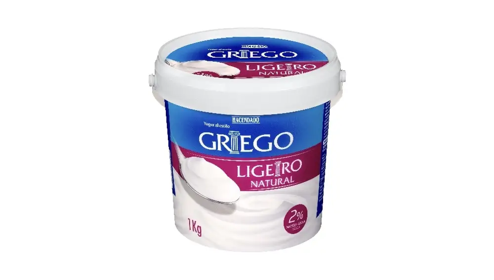 Yogurt griego natural ligero en envase familiar de 1kg