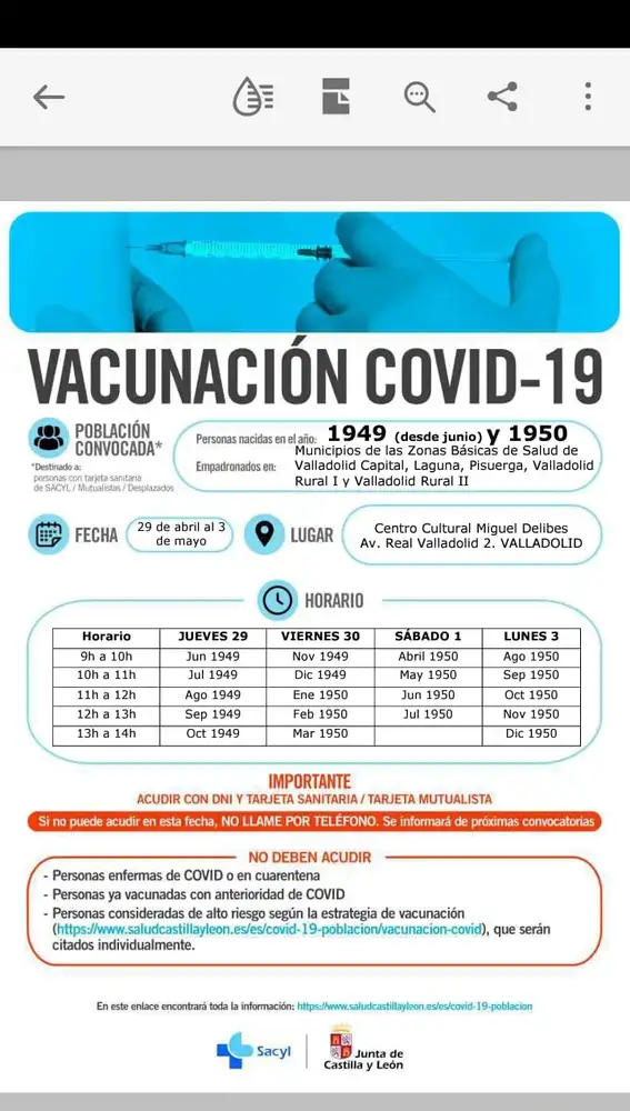 Calendario de vacunaciones