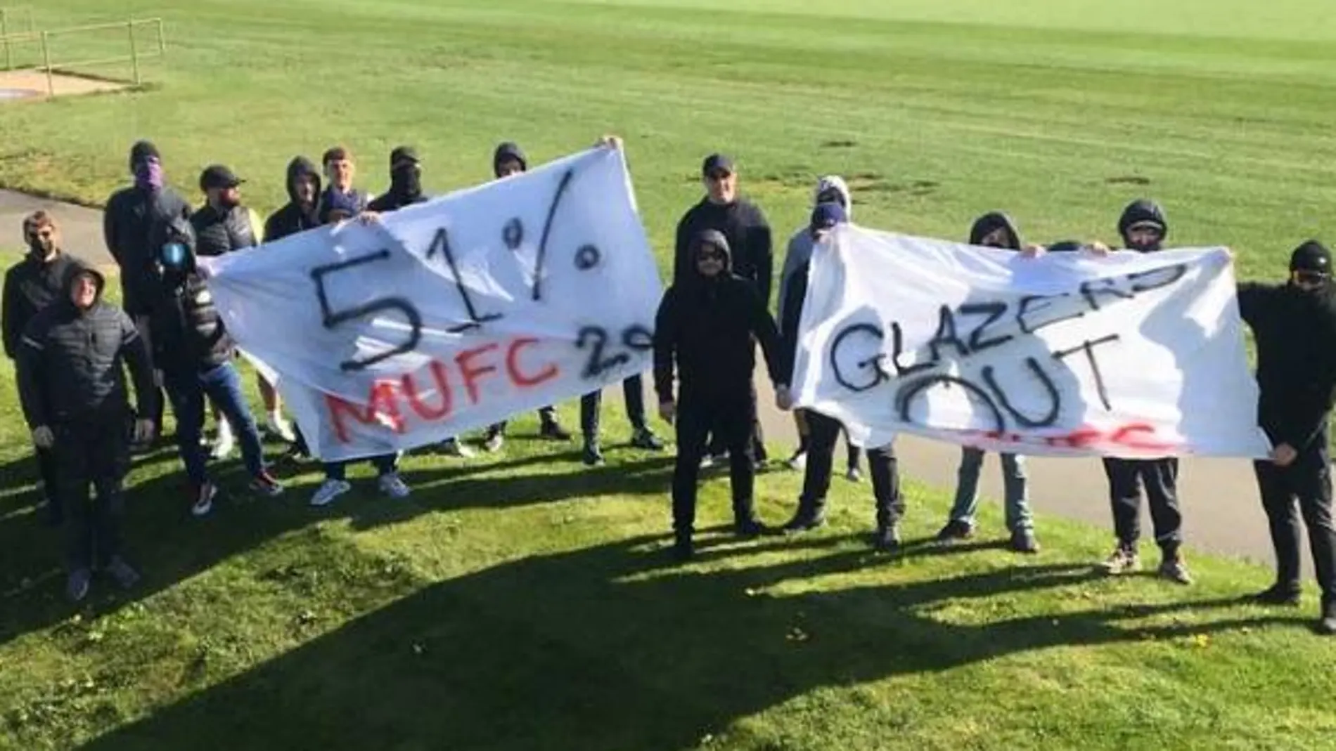 Protesta de los aficionados del Manchester