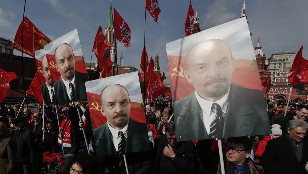 Manifestación en Moscú el pasado mes de marzo, Nostálgicos del comunismo llenan la plaza roja. EFE