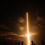 A SpaceX Falcon 9 rocket with the Crew Dragon space capsule lifts off from pad 39A at the Kennedy Space Center on Friday, April, 23, 2021 in Cape Canaveral, Fla. (AP Photo/Brynn Anderson)