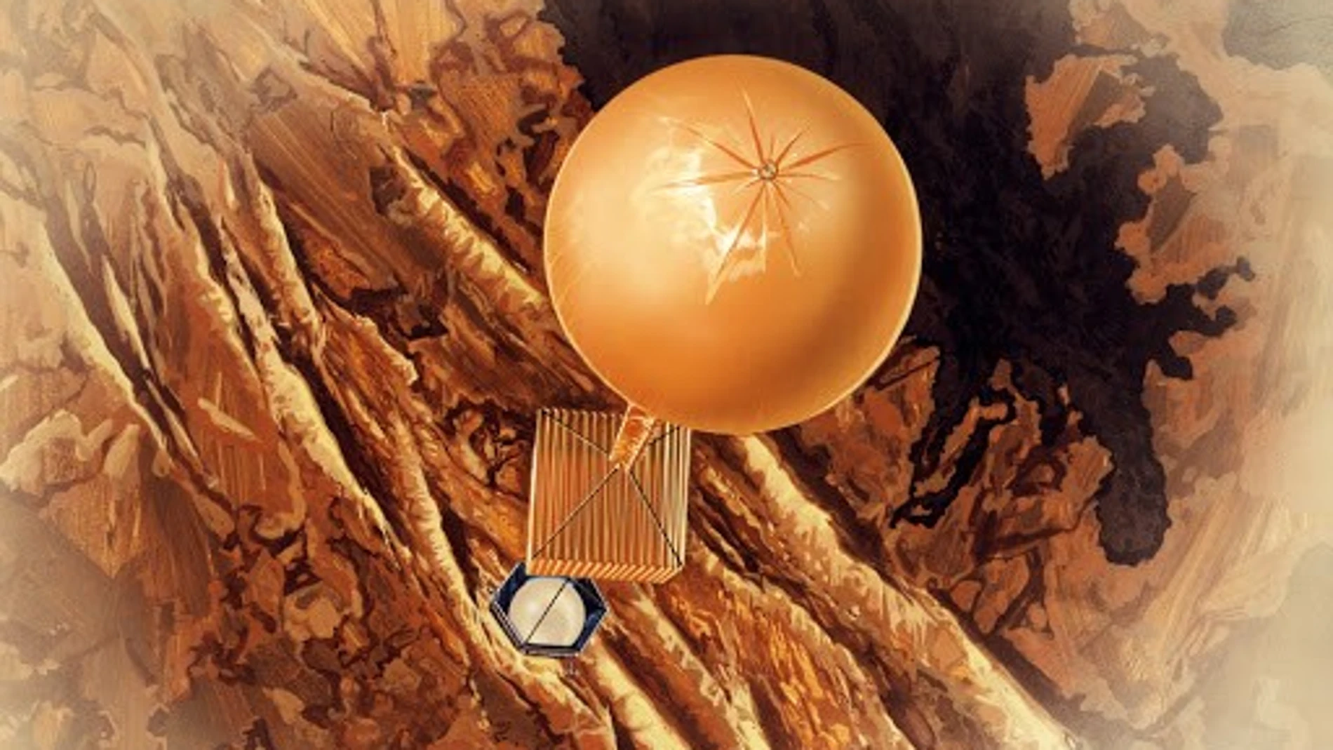 Representación artística de uno de los globos que volaron en Venus como parte de la misión soviética Vega, en 1985