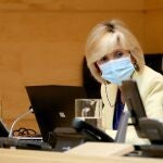 La consejera de Sanidad, Verónica Casado, durante su comparecencia en la Comisión de Sanidad de las Cortes
