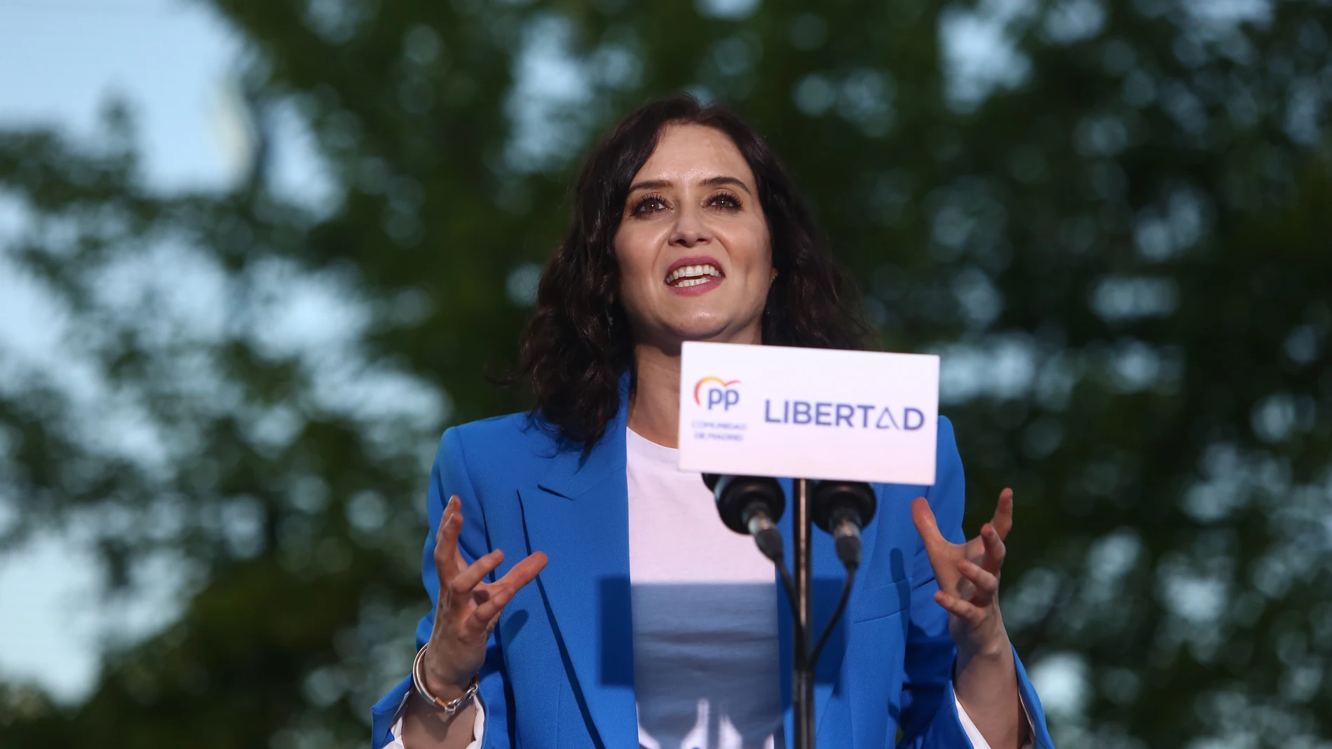 La presidenta de la Comunidad de Madrid y candidata a la reelección, Isabel Díaz Ayuso, durante un acto del partido a 29 de abril de 2021, en Pinto, Madrid (España).