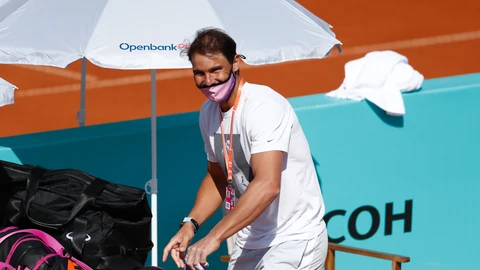 Rafa Nadal, entrenando en la Caja Mágica antes de disputar el Mutua Madrid Open