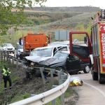 Lugar del accidente en Almazán donde han perdido la vida dos personas