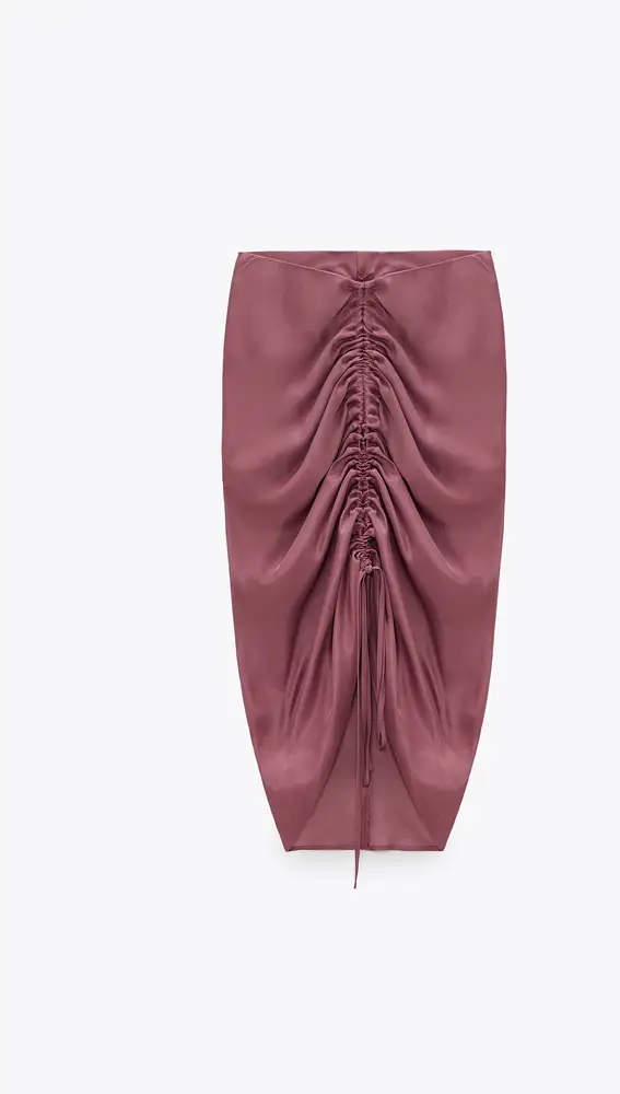 Falda fruncida drapeada de Zara