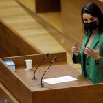La portavoz de Ciudadanos, Ruth Merino, interviene en la sesión de control en Les Corts Valencianes
